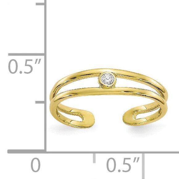 Split Shank Cubic Zirconia Toe Ring in 10K Yellow Gold - Picture 3 of 5